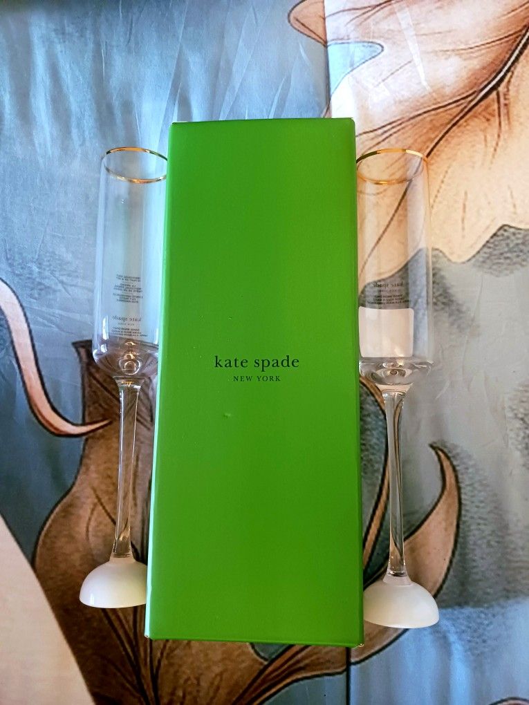 Kate Spade Happily Ever After Collection Toasting Flutes (Champagne) NEW