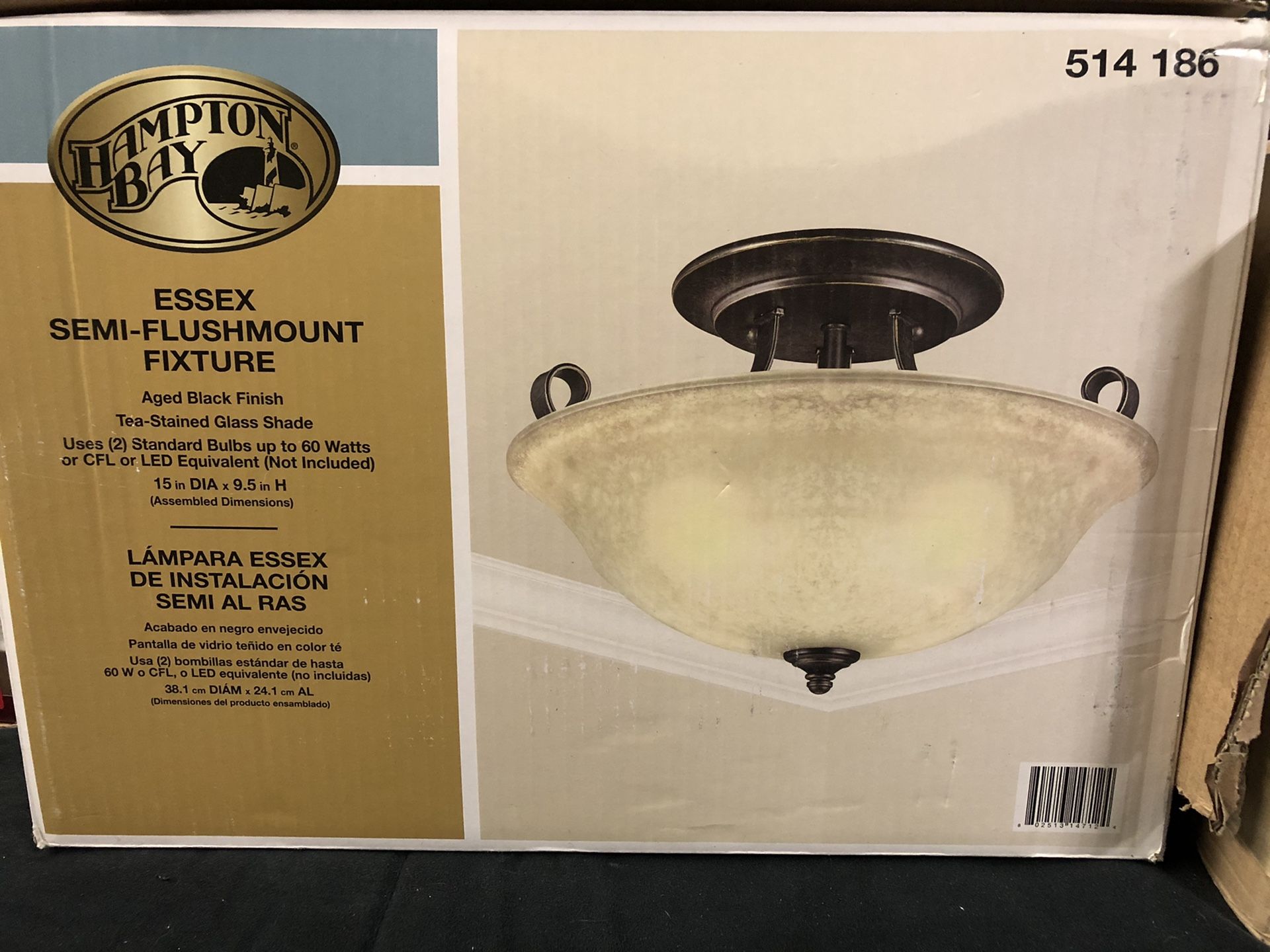NEW. Hampton Bay semi flush mount fixture