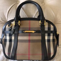 Authentic Burberry Sartorial Check Bowling Bag