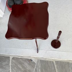 Wooden Side Table + Paper Towel Holder (Matching Set)