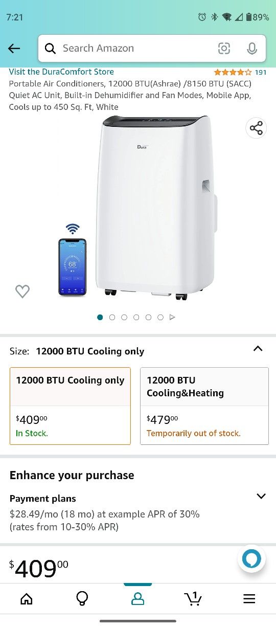 Portable AC Unit Wi-Fi Compatible