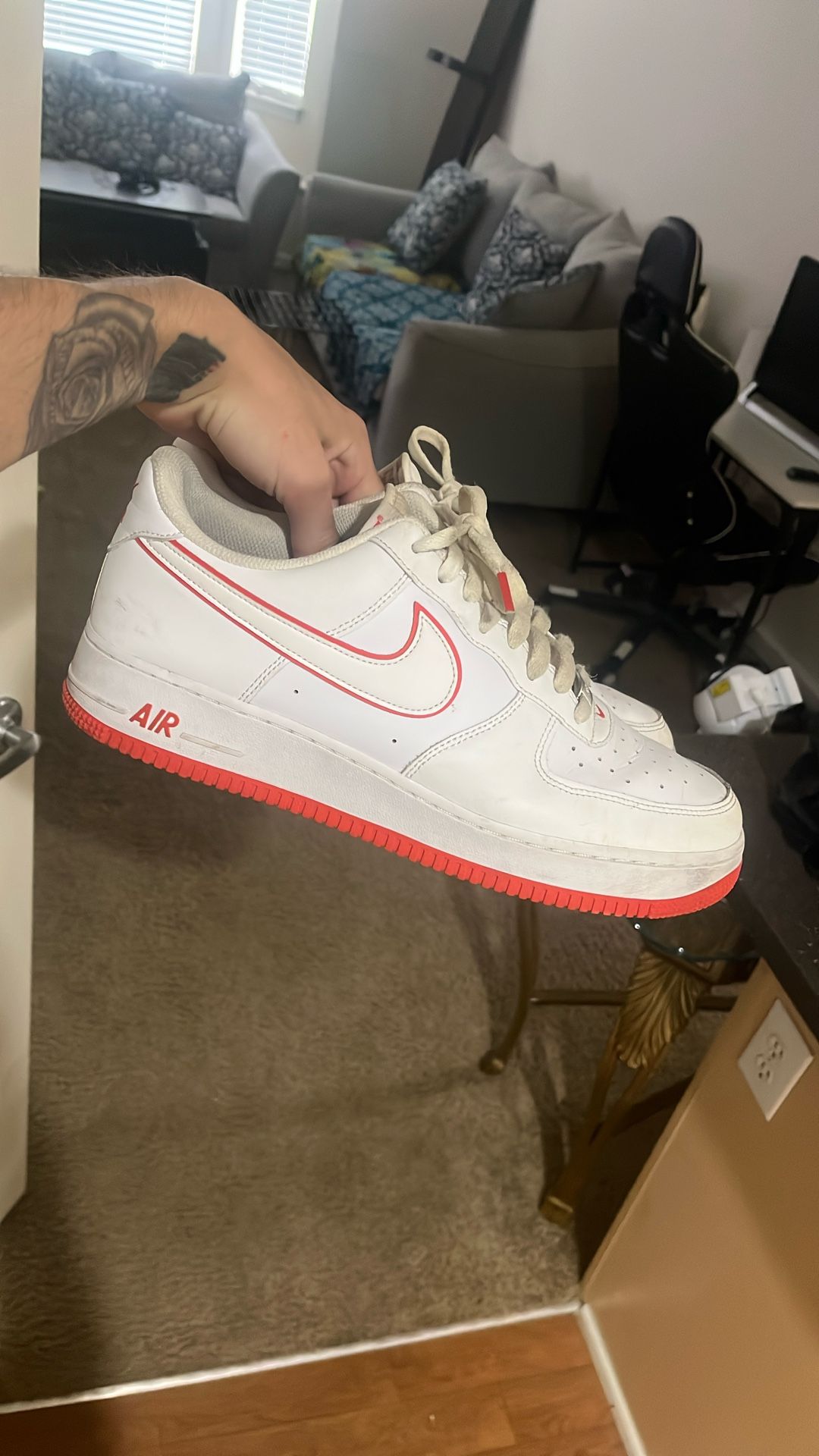 Nike AF1 White Orange Size 11.5