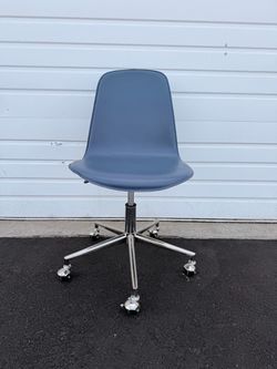 Land of Nod Class Act Navy Leather Rolling Desk Chair