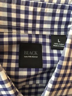 SAKS Fifth Avenue Black plaid shirt LG