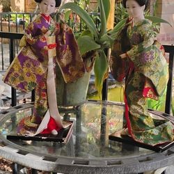 2 JAPANESE GEISHA DOLLS    15" HIGH
