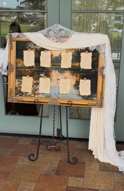24” x 36” painting with gold frame / wedding seating chart