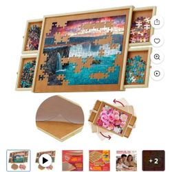1000-Piece Wooden Jigsaw Puzzle Board - Rotating Table, 30” x 22” 4 Drawers $30 each 