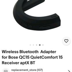 Adaptador inalámbrico Bluetooth 5.0 para Bose QuietComfort QC 15 QC 2 con control de micrófono/volumen, color negro

