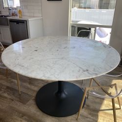 Marble Pedestal Dining Table- Like NEW
