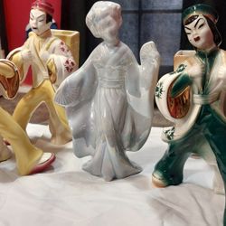 Japanese Ceramic Figurine Vases