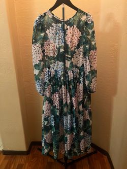 Floral Hydrangea Print Maxi Dress M