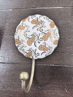 Decorative Ceramic & Brass Wall Hook Set – $25