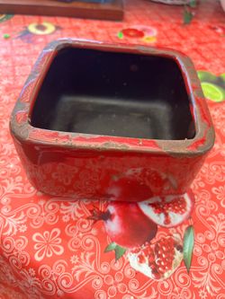 Artisan Studio Pottery Heavy Glaze Square Planter Or Trinket Bowl