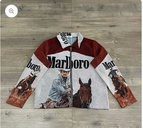 Marlboro Cowboy Tapestry Zip-Up Jacket