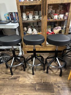 Set of 3 KODA Adjustable Black Bar Stools