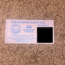 Del Mar Fair 40 Ride/game Credits