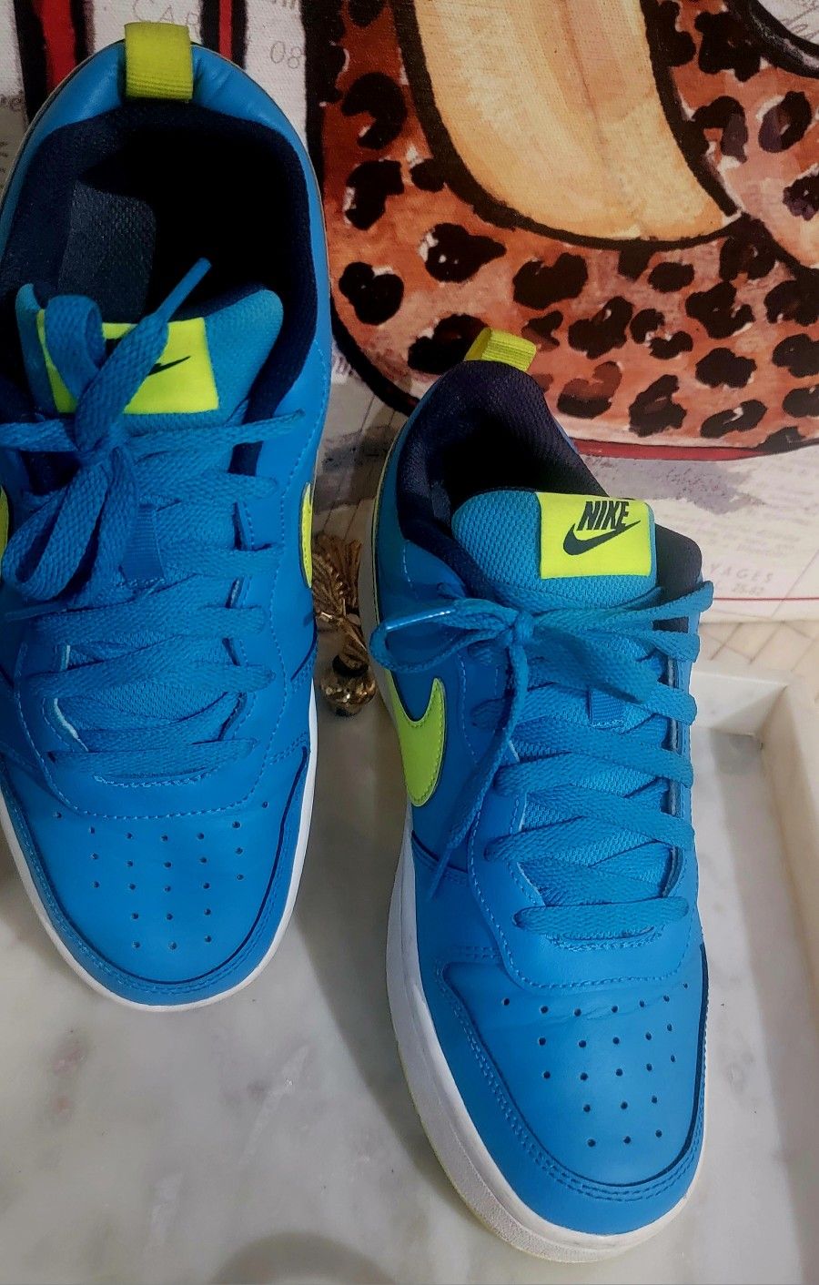 Nike Borough Low Size 7y Color Blue Laser / Lemon Venom 