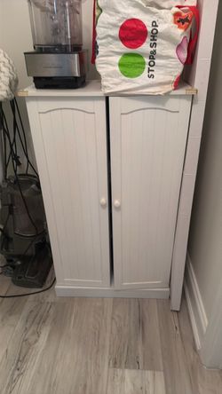 White Wood Storage Cabinet with Doors