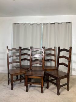 Solid Wood Hacienda Style Dining Chairs (6)