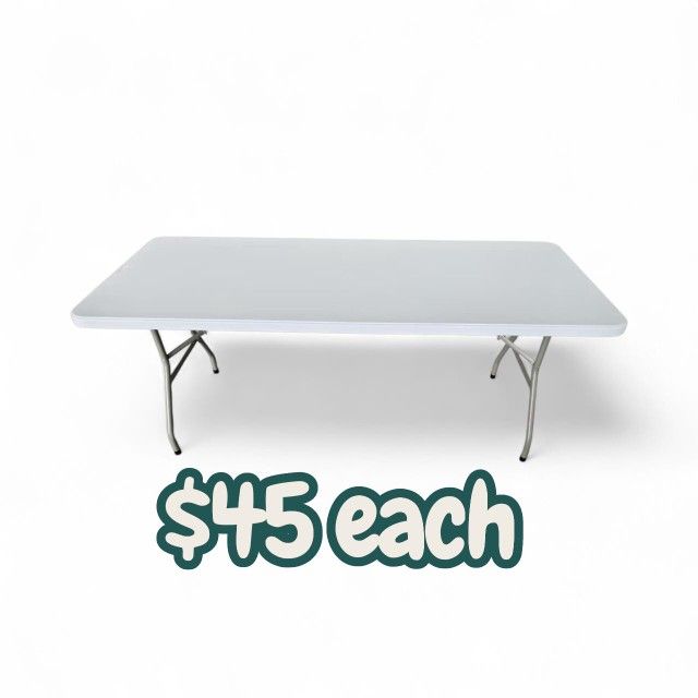 Brand New 6 FT White Rectangle Rectangular Plastic Party Table Commercial Grade