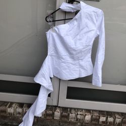 Stunning 1-Shoulder Blouse with Dramatic Side Train (Size 4-6)