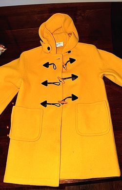 Wow 🤩!! Vintage 1(contact info removed) Christian Dior Yellow Wool Hooded Duffle Coat from Saks Fith Avenue - Made in USA !