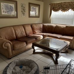 Leather Couch And Coffee Table