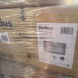 KRAUS Loften 33 in. Drop-In/Undermount Single Bowl 18 Gauge Stainless Steel Kitchen Workstation Sink with Accessories $429.00 (431)