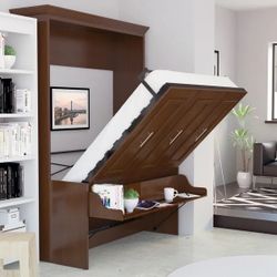 Bed & Room Or OFFICE : FULL size MURPHY Portrait Wall Bed with Desk (Mattress Included)