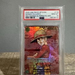  One Piece TCG Monkey D. Luffy Red Manga Alt Art OP13-118 PSA 10 