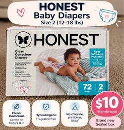 Honest Baby Diapers – Size 2 (72 Count)