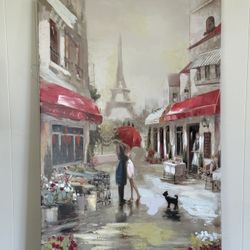 Canvas Art print A Couple In Paris Near The Eiffel Tower