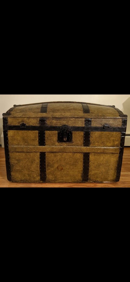 Antique Dome Top Wooden Trunk