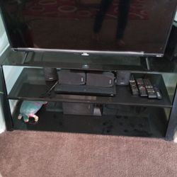 Ashley Glass And Metal Tv Stand 48 Wide 21 Height 14 Deep