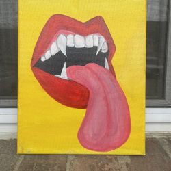 8x10 Vampire Mouth Acrylic On Canvas
