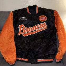 Rare Vintage Broncos Carta Blanca Beer Satin Jacket