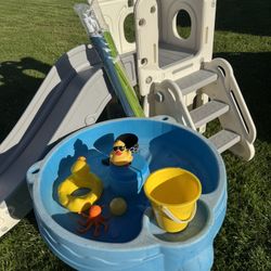 Kids Slide Water Table Toys And Umbrella 