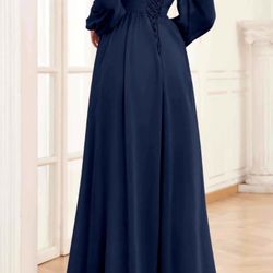 Mya Sweetheart Long Sleeves Pleated Slit Maxi Chiffon Mother Of The Bride Dresses