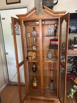 Wood and Glass Curio Display Cabinet