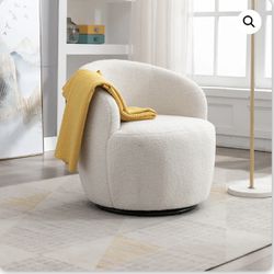 Teddy Fabric Swivel Accent Armchair Barrel Chair – Ivory White