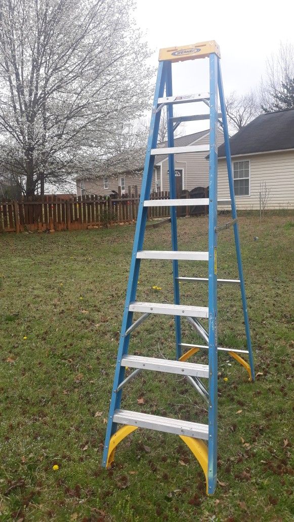 WERNER 8 FT. 250 LBS CAPACITY STEP FIBERGLASS LADDER