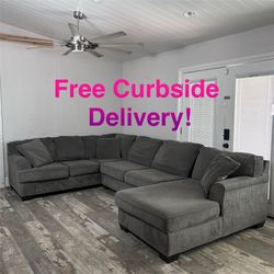 Free Curbside Delivery! Large Grey Sectional Couch