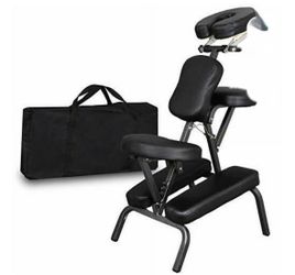 Portable Massage Chair Leather Pad Travel Massage Tattoo Spa Chair, Black
