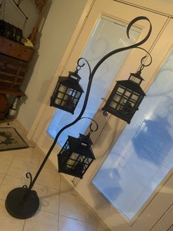 Three Tier Steel Lantern Stand/Hanger - No Candles Included-Backyard Expressions, Black