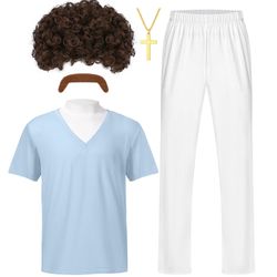 Nacho Libre Polyester Outfit Costume Halloween Men Medium Wig Included 