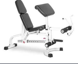 Adjustable workout bench w weights, like new condition