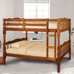 Brand New Oak Twin/Twin Solid Wood Bunk Bed