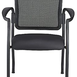 WorkPro® Spectrum Series Mesh/Vinyl Stacking Guest Chair With Antimicrobial Protection, With Arms, Black, Set Of 2 Chairs, BIFMA Compliant

