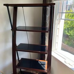 Bookshelf High-Quality Wood/Glass Shelves