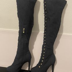 6" Denim Thigh High Boots